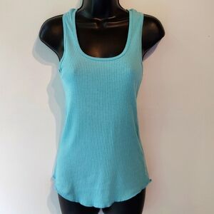 Grassroots Cotton Ribbed Tank Top M Light Blue